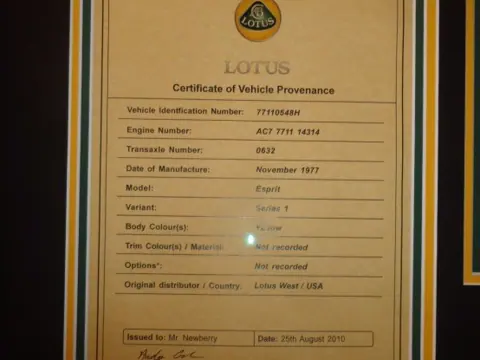 Lotus Esprit S1 chassis 548H registration BOND and 390F historical archive photograph 12